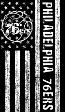 Philadelphia 76ers Black And White American Flag logo heat sticker