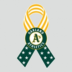 Oakland Athletics Ribbon American Flag logo heat sticker