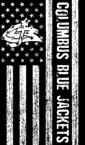 Columbus Blue Jackets Black And White American Flag logo heat sticker