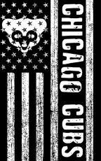 Chicago Cubs Black And White American Flag logo heat sticker