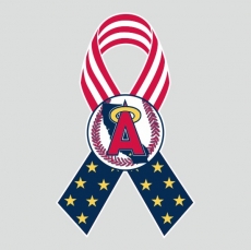Los Angeles Angels of Anaheim Ribbon American Flag logo heat sticker
