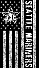 Seattle Mariners Black And White American Flag logo heat sticker