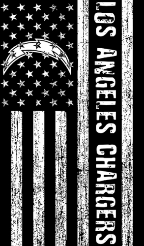 Los Angeles Chargers Black And White American Flag logo heat sticker