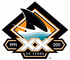 San Jose Sharks 2010 11 Anniversary Logo 05 heat sticker