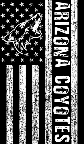 Arizona Coyotes Black And White American Flag logo heat sticker