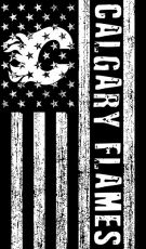 Calgary Flames Black And White American Flag logo custom vinyl decal