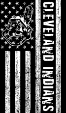 Cleveland Indians Black And White American Flag logo heat sticker