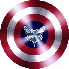Captain American Shield With Charlotte Hornets Logo heat sticker