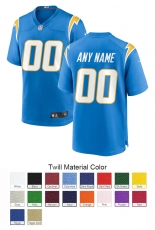 Los Angeles Chargers Custom Letter and Number Kits For Blue Jersey Material Twill