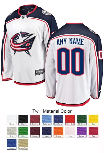 Columbus Blue Jackets Custom Letter and Number Kits for Away Jersey Material Twill