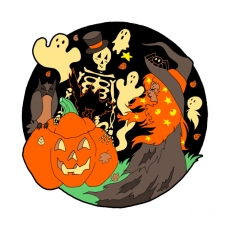 Halloween Logo 50 heat sticker