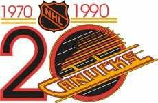 Vancouver Canucks 1989 90 Anniversary Logo heat sticker