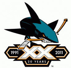San Jose Sharks 2010 11 Anniversary Logo 03 heat sticker