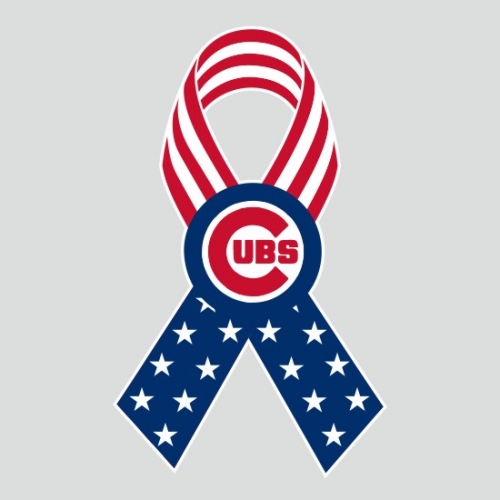 Chicago Cubs Ribbon American Flag logo heat sticker