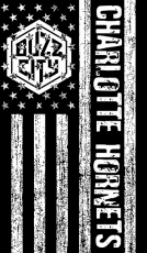 Charlotte Hornets Black And White American Flag logo heat sticker