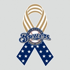 Milwaukee Brewers Ribbon American Flag logo heat sticker