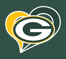 Green Bay Packers Heart Logo heat sticker