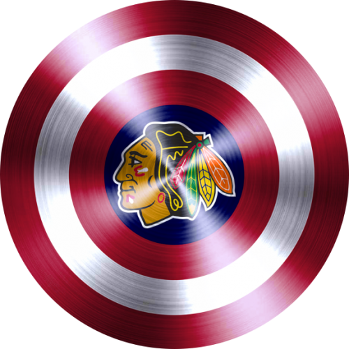 Captain American Shield With Chicago Blackhawks Logo heat sticker