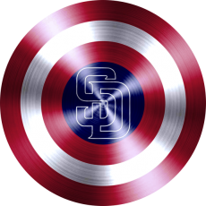 Captain American Shield With Pan Piego Padres Logo heat sticker