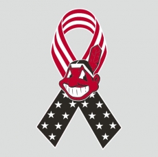 Cleveland Indians Ribbon American Flag logo heat sticker