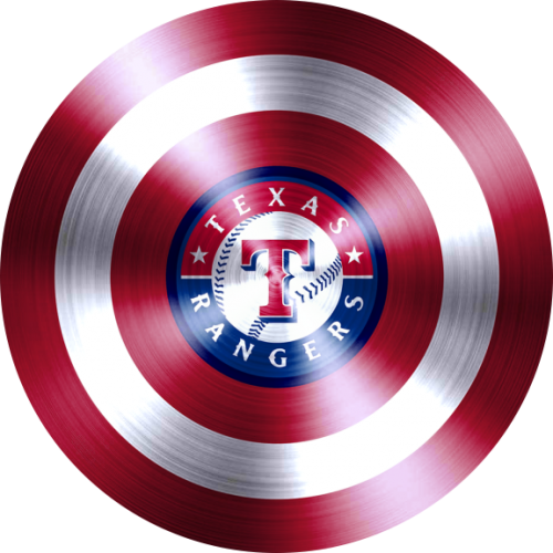 Captain American Shield With Texas Rangers Logo heat sticker