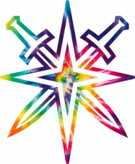 Vegas Golden Knights rainbow spiral tie-dye logo heat sticker