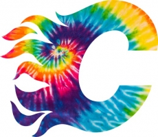 Calgary Flames rainbow spiral tie-dye logo heat sticker