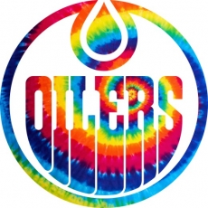 Edmonton Oilers rainbow spiral tie-dye logo heat sticker