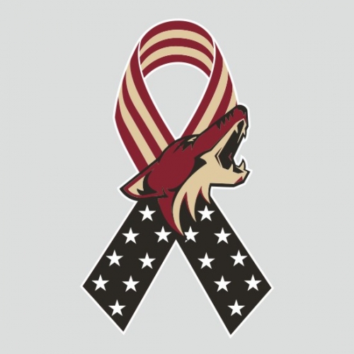 Arizona Coyotes Ribbon American Flag logo custom vinyl decal