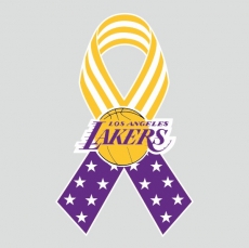 Los Angeles Lakers Ribbon American Flag logo custom vinyl decal