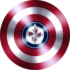 Captain American Shield With Winnipeg Jets Logo heat sticker