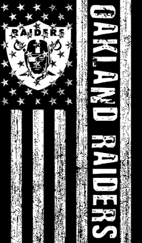 Oakland Raiders Black And White American Flag logo heat sticker