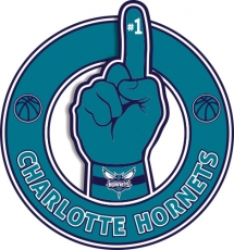 Number One Hand Charlotte Hornets logo heat sticker