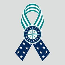 Seattle Mariners Ribbon American Flag logo heat sticker