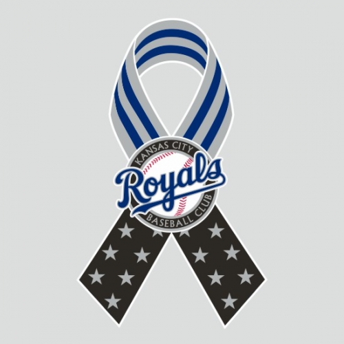 Kansas City Royals Ribbon American Flag logo heat sticker